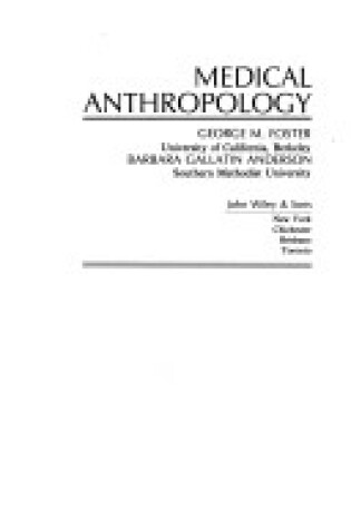 Cover of Medical Anthropology