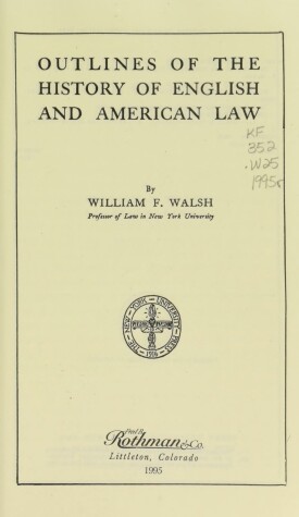 Book cover for Outlines of the History of English and American Law