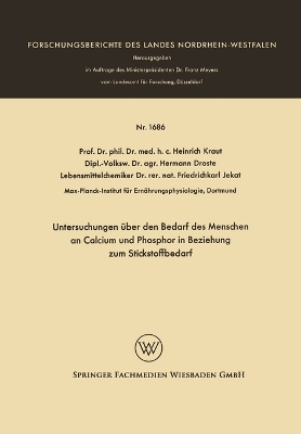 Book cover for Untersuchungen �ber den Bedarf des Menschen an Calcium und Phosphor in Beziehung zum Stickstoffbedarf