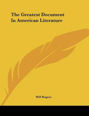 Book cover for The Greatest Document in American Literature