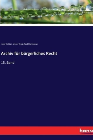 Cover of Archiv für bürgerliches Recht