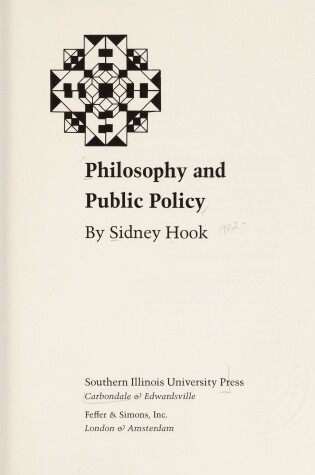 Cover of Philosophy and Public Policy