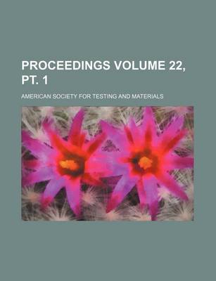 Book cover for Proceedings Volume 22, PT. 1