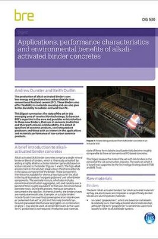 Cover of Applications, Performance Characteristics and Environmental Benefits of Alkali-activated Binder Concretes