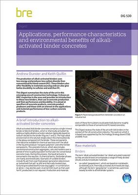 Book cover for Applications, Performance Characteristics and Environmental Benefits of Alkali-activated Binder Concretes