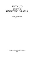 Book cover for Artaud and the Gnostic Drama
