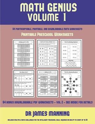 Cover of Printable Preschool Worksheets (Math Genius Vol 1)