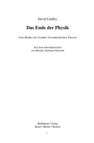 Cover of Das Ende Der Physik