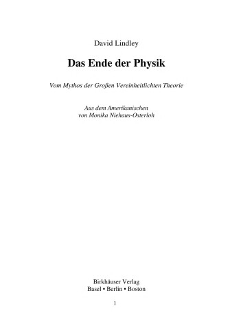 Book cover for Das Ende Der Physik