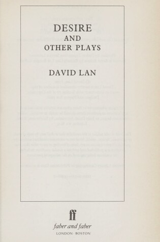 Cover of Desire and Other Plays