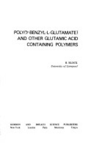 Cover of Poly(ypsilon-benzyl-l-glutomate)