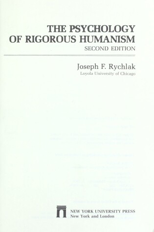 Cover of The Psychology of Rigorous Humanism