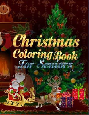 Book cover for christmas coloring book for seniors