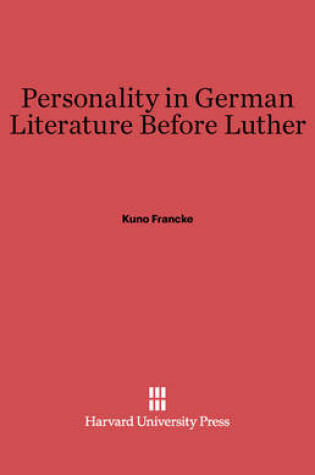 Cover of Personality in German Literature before Luther