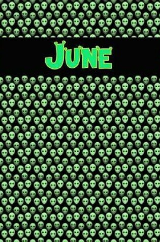 Cover of 120 Page Handwriting Practice Book with Green Alien Cover June