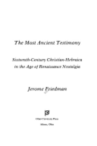 Cover of The Most Ancient Testimony