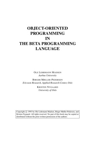 Book cover for Object-Oriented Programming in the Beta Programming Language