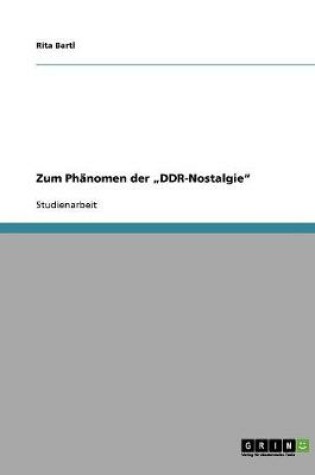 Cover of Zum Phanomen Der "Ddr-Nostalgie