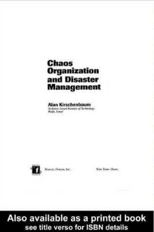 Cover of Chaos Organization and Disaster Management