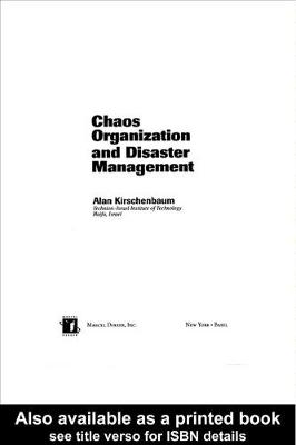 Book cover for Chaos Organization and Disaster Management