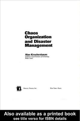 Cover of Chaos Organization and Disaster Management