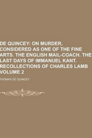 Cover of de Quincey Volume 2