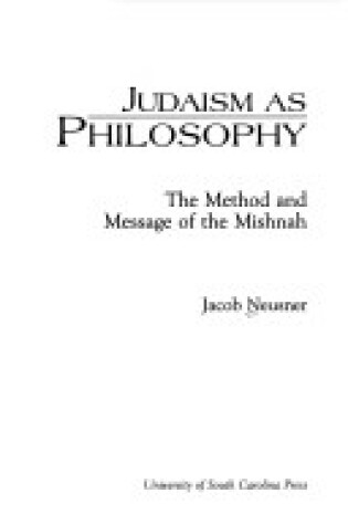 Cover of Judaism as Philosophy