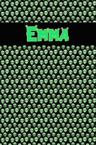 Cover of 120 Page Handwriting Practice Book with Green Alien Cover Emma