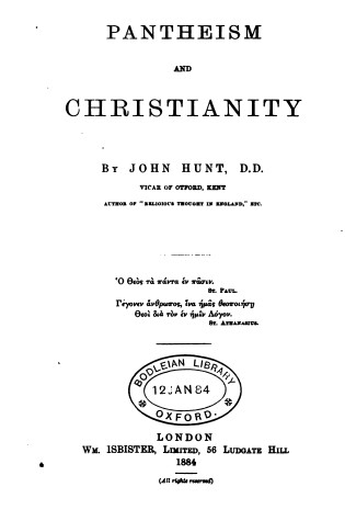 Cover of Pantheism and Christianity