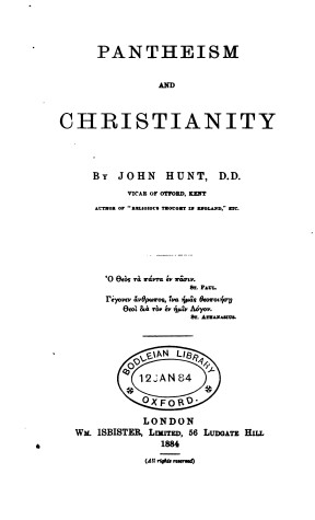 Book cover for Pantheism and Christianity