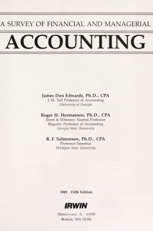 Cover of A Survey of Financial and Managerial Accounting