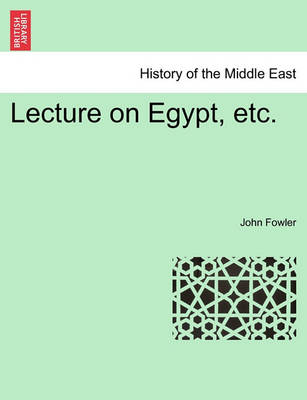 Book cover for Lecture on Egypt, Etc.