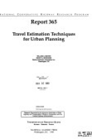 Cover of Travel Estimation Techniques for Urban Planning