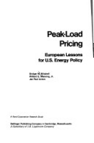 Cover of Peak-load Pricing