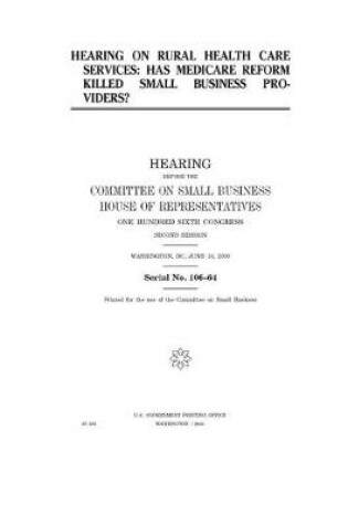Cover of Hearing on rural health care services