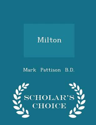 Book cover for Milton - Scholar's Choice Edition