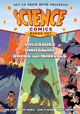 Book cover for Science Comics Boxed Set: Volcanoes, Dinosaurs, and Rocks and Minerals