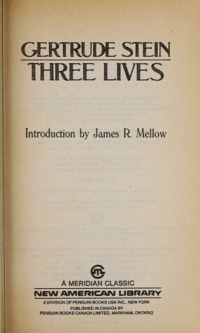 Cover of Stein Gertrude : Three Lives