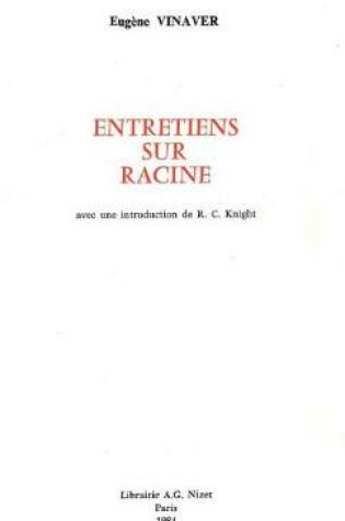 Cover of Entretiens Sur Racine