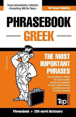 Book cover for English-Greek phrasebook and 250-word dictionary