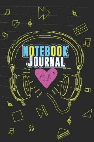 Cover of Notebook or Journal for Musicians With Cool Design on Each Pages. Colorful Sparkle Outside Mic. Musicians Notebook. Manuscript Paper for Notes, Lyrics and Music.