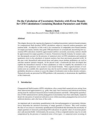 Book cover for On the Calculation of Uncertainty Statistics with Error Bounds for Cfd Calculations Containing Random Parameters and Fields