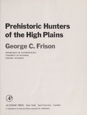 Book cover for Prehistoric Hunters of the High Plains