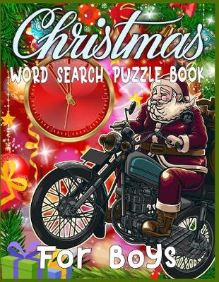 Book cover for Christmas word search puzzle book for Boys