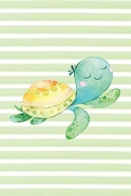 Book cover for Happy Sea Turtle Watercolor Stripe Journal, Dot Grid