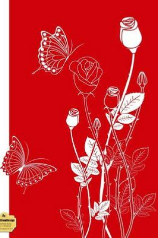 Cover of Writedrawdesign Blank/Wide Ruled 8.5 X 11 Notebook, White Rosebuds on Red