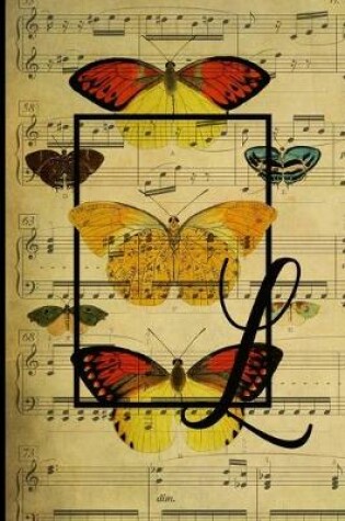 Cover of Letter "L" - Monogram Butterfly Music Journal - Blank Score Sheets