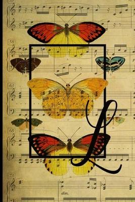 Book cover for Letter "L" - Monogram Butterfly Music Journal - Blank Score Sheets