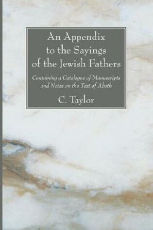 Cover of An Appendix to the Sayings of the Jewish Fathers