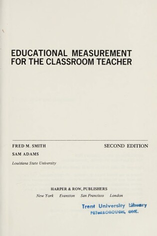Cover of Educational Measurement for the Classroom Teacher